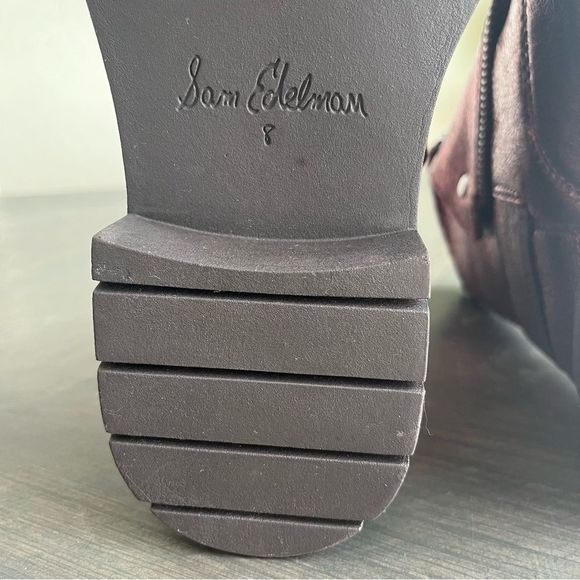 SAM EDELMAN Lind Moto Boots in Bordeaux Leather Size 8 - Picture 14 of 15